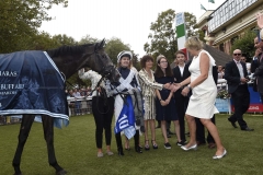 ALPHA CENTAURI IN THE WINNERS ENCLOSURE WITH CONNECTIONS AFTER WINNING.DEAUVILLE 12-8-18.©George Selwyn  07967 030722 email: george@georgeselwyn.co.uk Vat no:3308110 05
