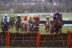 PAISLEY PARK CLEAR JUMPING THE LAST FROM WEST APPROACH AND BLACK OP (LEFT) ON WAY TO WINNING CLEEVE HURDLE.CHELTENHAM 26-1-19.©George Selwyn  07967 030722 email: george@georgeselwyn.co.uk Vat no:3308110 05