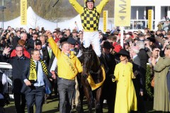 AL BOUM PHOTO AND PAUL TOWNEND ARE LED IN AFTER WINNING GOLD CUP.CHELTENHAM 13-3-20.Photo © George Selwyn +44 (0)7967 030722116 Wellington Parade Kent UK CT14 8AF.