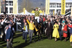 AL BOUM PHOTO AND PAUL TOWNEND ARE LED IN AFTER WINNING GOLD CUP.CHELTENHAM 13-3-20.Photo © George Selwyn +44 (0)7967 030722116 Wellington Parade Kent UK CT14 8AF.