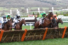 ARAMAX (2) LEADS NIGHT EDITION (LEFT JUMPING THE LAST ON WAY TO WINNING.CHELTENHAM 11-3-20.Photo © George Selwyn +44 (0)7967 030722116 Wellington Parade Kent UK CT14 8AF.