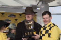 WILLIE MULLIND AND PAUL TOWNEND (RIGHT) WITH GOLD CUP TROPHY.CHELTENHAM 13-3-20.Photo © George Selwyn +44 (0)7967 030722116 Wellington Parade Kent UK CT14 8AF.