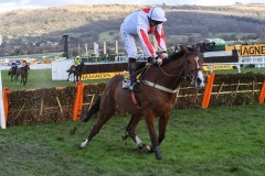 GOSHEN AND JAMIE MOORE ABOUT TO PART COMPANY AFTER MISTAKE AT LAST FLIGHT WHEN CLEAR.CHELTENHAM 13-3-20.Photo © George Selwyn +44 (0)7967 030722116 Wellington Parade Kent UK CT14 8AF.