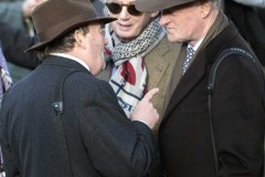 NICKY HENDERSON (LEFT) TALKS TO WILLIE MULLINS AFTER THE GOLD CUP WIN OF AL BOUM PHOTO OVER SANTINI. THE WINNING OWNER,JIM DONNELLY (DARK GLASSES).CHELTENHAM 13-3-20.Photo © George Selwyn +44 (0)7967 030722116 Wellington Parade Kent UK CT14 8AF.