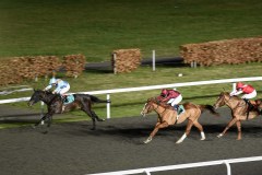 NO NAY BELLA (J.QUINN) WINNING FROM FESTIVE LOVE AND KEY LOCK (RIGHT).SANDOWN 1-2-20.Photo © George Selwyn +44 (0)7967 030722116 Wellington Parade Kent UK CT14 8AF.