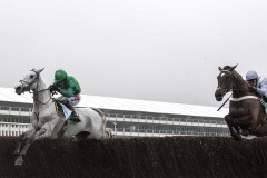 SANTINI (RIGHT) JUMPS THE LAST FENCE WITH BRISTOL DE MAI ON WAY TO WINNING.CHELTENHAM 25-1-20.Photo © George Selwyn +44 (0)7967 030722116 Wellington Parade Kent UK CT14 8AF.