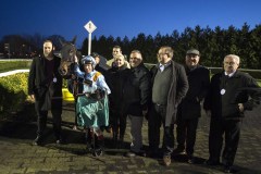 NO NAY BELLA AND JIMMY QUINN IN WINNERS ENCLOSURE WITH MEMBERS OF THE MIDDLEHAM PARK CXX1 & PARTNERS.KEMPTON 1-2-20.Photo © George Selwyn +44 (0)7967 030722116 Wellington Parade Kent UK CT14 8AF.