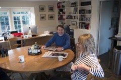 CHRIS WALL IN THE KITCHEN WITH MRS.INDUNA STABLES NEWMARKET 6-2-20.Photo © George Selwyn +44 (0)7967 030722116 Wellington Parade Kent UK CT14 8AF.