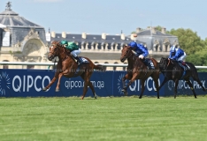 Scottsass and Christin Demuro winning Prix du Jockey Club.chantilly 2-6-19.Photo © George Selwyn +44 (0)7967 030722116 Wellington Parade Kent UK CT14 8AF.